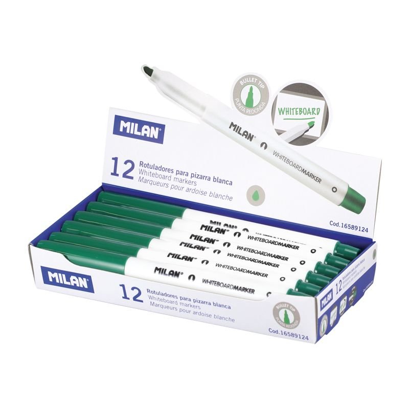 Milan Box Of 12 Markers Verdes Ø3,7MM Whiteboard White
