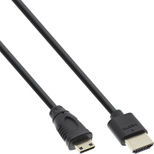 Inline HDMI Cable With Ethernet Type a C Male Súper Slim Black / Gold 0,5M — image 1
