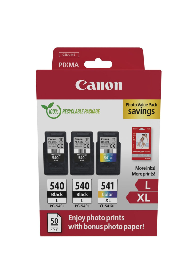 Canon PG-540L/CL-541XL Multipack 3 Cartridges Ink Originales + 50 Hojas Paper Fotografico - 5224B015