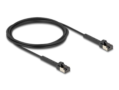 Delock RJ45 Slim Netzwerkcable CAT.8.1 U FTP Winkelbar Bis 40Gbps Black 2M — image 1