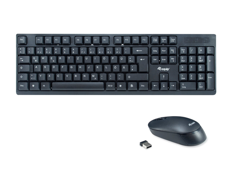 Equip Keyboard German + Mouse 245220 RF Wireless Qwertz Black