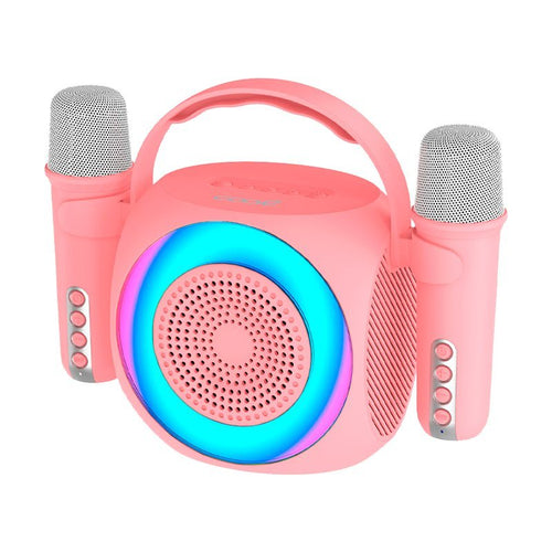 Cool Bluetooth Speaker Universal Musica 6W Mini Karaoke Party + 2 Microphones Pink — image 1