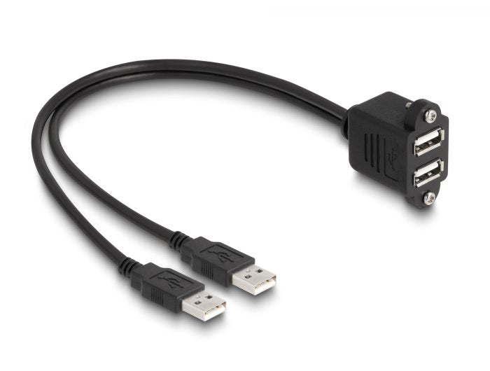Delock 88105 USB 2.0 Cable 2 X USB Tipo-a Male 2 X USB Tipo-a Female With Tuercas Rosca Integración 1M Black