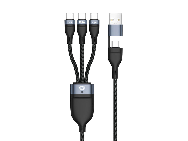 USB Cable -c Male a 3x USB-C Male 100W 1.50M Adapter a USB-A