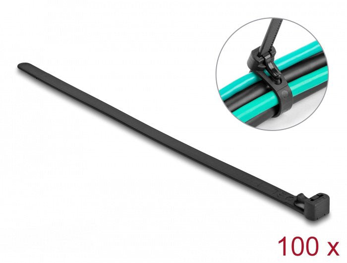 Delock Cablebinder (vpe 100) Wiederverwendbar Hitzebemändig 150X7,5MM Black