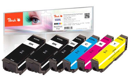 Peach Ink Epson NO.33XL Multipack Plus 2XBK, Pbk, C, M, And Remanufactured