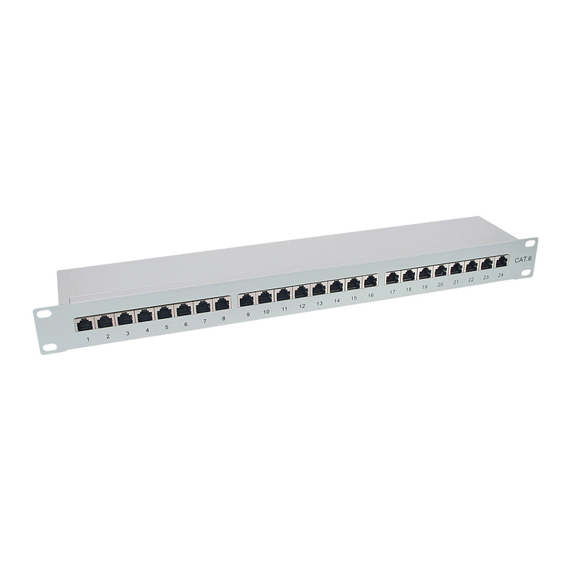 Inline Patch Panel CAT.6 24 Ports 19 1HE Grey Claro RAL7035