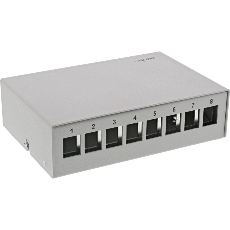 Inline Desktop Point Box 8X Keystone RJ45, Metal Grey Claro RAL7035