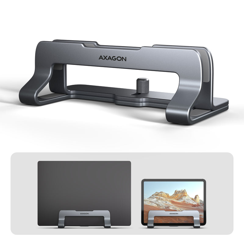 Axagon Stnd-vg Vertikaler Laptop-ständer, Einstellbare Breite, Aluminium Stand Computer Laptop And Tableta Gre