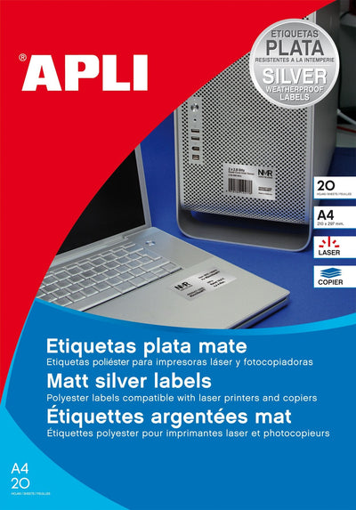 Apli Labels Poliester White Printer Láser And Fotocopiadoras / 105,0X148,0MM / Cantos Rectos - 20 Hojas- — image 1
