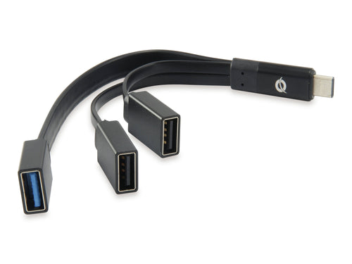 Conceptronic Hub USB-C 3 Ports 2x USB 2.0 1x USB 3.0 Black HUBBIES01B — image 1