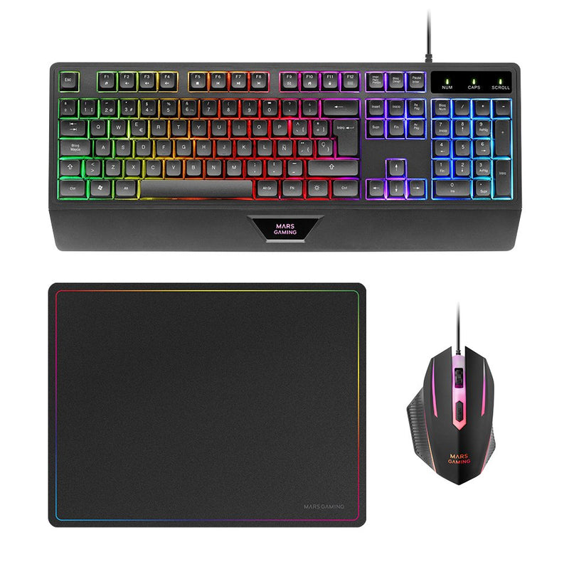 Mars Gaming Pack Gaming MCP124 Keyboard H-mech + Mouse Óptico + Mouse Pad Black