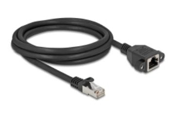 Delock Network Cable Alargador S FTP RJ45 Connector Male a RJ45 Connector Female CAT.6A Flache Version 3M Blac — image 1