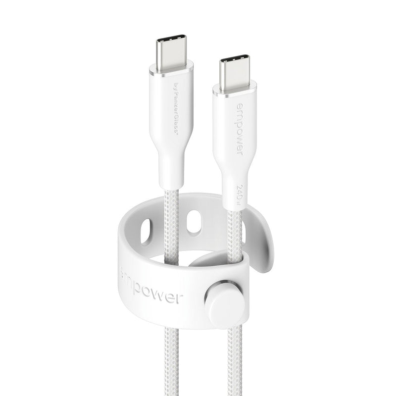 Panzerglass Empower™ By ® Racing 240W USB-C To USB-C USB Cable 2.0 1.2M Silver White USB Cable White