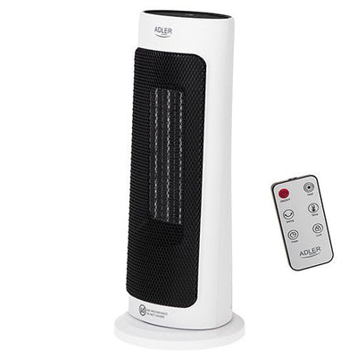 Adler Ad 7738 Tower Fan Ceramic Heater With Timer, Led, 2 Heating Powers: 1400W-2000W, White Black — image 1