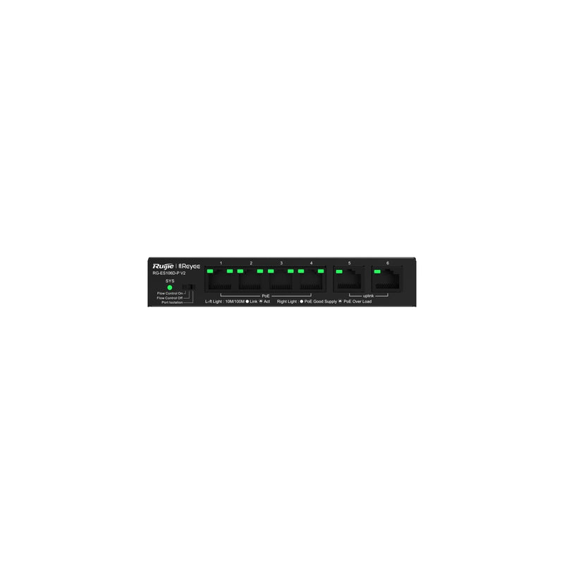 Ruijie Reyee Ethernet PoE Switch 6 (4XPOE) Ports Ethernet Metal