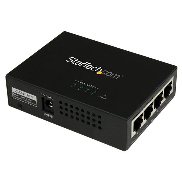 StarTech Injector PoE + Power Perp Ethernet 4 Ports 802.3AT/Af In