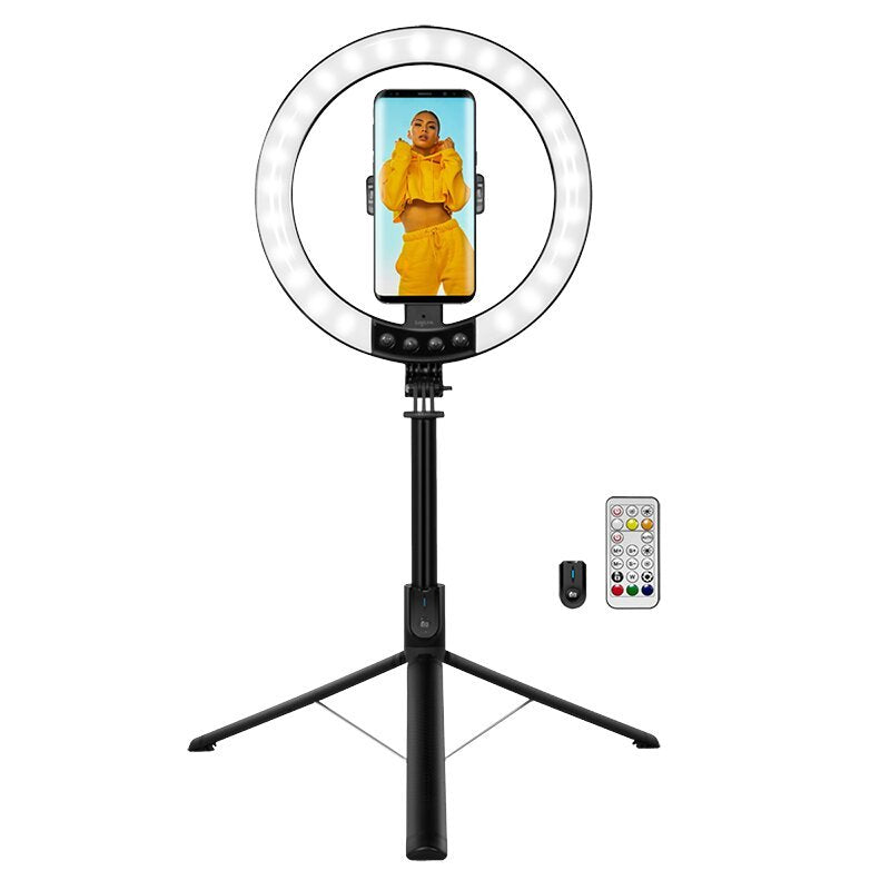 Logilink 066678 Light LED 26RGB Ring Ø25CM With Tripod Extendable Selfie Stick Black
