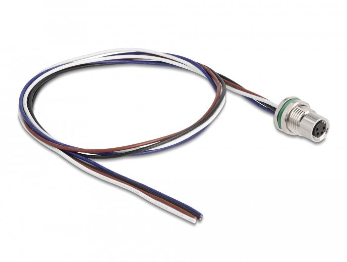 Delock M8 Recessed Cable A-kodiert 4 Pin Connector Female Panel With Offenen Cables Front Assembly 0,5M