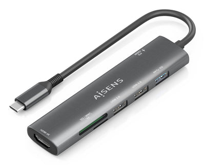 Aisens USB-C Dock 7 1, USB-C a 1x HDMI, 2x USB-A USB 2.0, 1x USB-A USB 3.0, 1x USB-C Pd 100W, 1XSD, 1XMICRO Sd — image 1