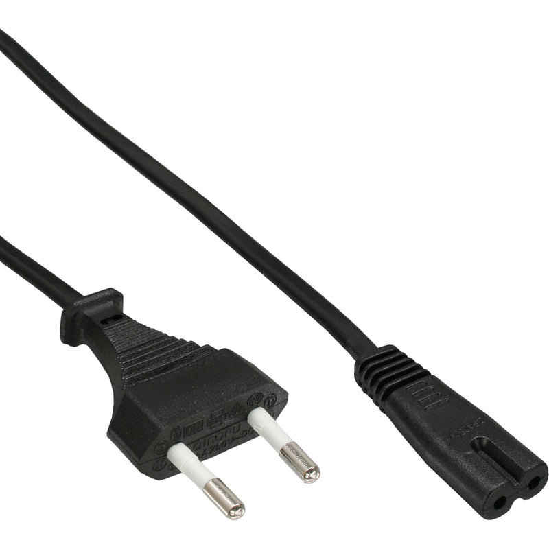 Inline Plug Suiza CEE7/16A Cable Power EURO8 C7, Black 1,8M