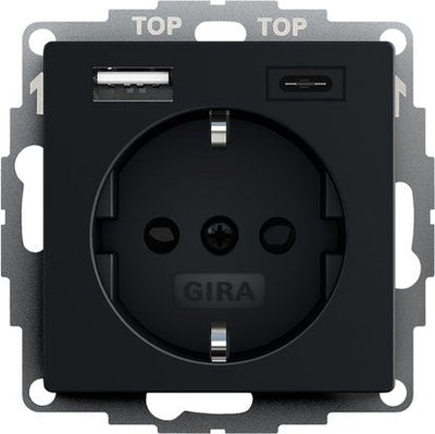 Gira 2459005 Schuko Sh Usb-spannungsvers. 2F Type a C System 55 Black M — image 1