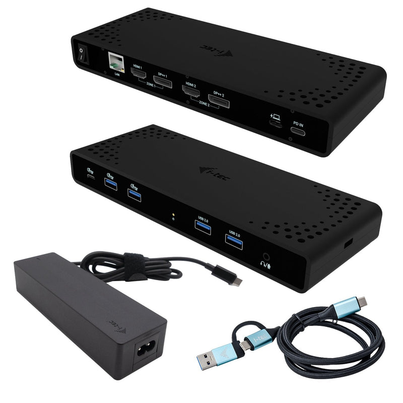 I-tec Universal Dual 4K Display Docking Station 2XDP 2x HDMI LAN Audio Power Delivery 85W + I-tec USB-C Charge