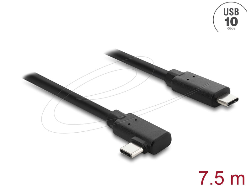 Delock Aktives Opticos USB Cable 10Gbps USB Type-c Plug Zu Plug Gewinkelt 7,5M