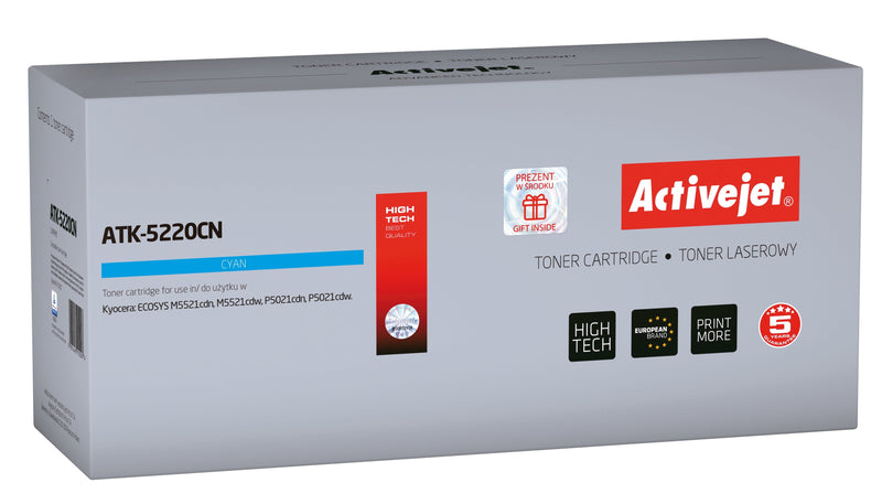 Activejet Toner ATK-5220CN (reemplazo Kyocera TK-5220C - Supreme - 1200 Páginas - Cyan)