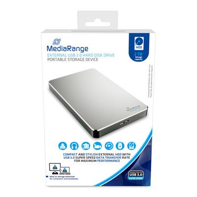 Mediarange External USB 3.0 Festplattenlaufwerk, HDD, 2TB — image 1