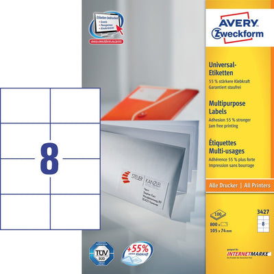 Avery Zweckform Labels 3427 White 105,0 X 74,0MM - 800 Units — image 1