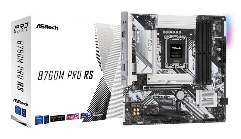 Asrock Motherboard B760M Pro Rs LGA1700 MATX 4X DDR5 PCIE 5.0 X16 2.5G LAN