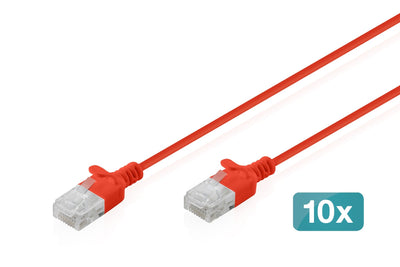 CAT.6 U-UTP Slim Network Cable, 5M, Red 10 Pcs — image 1