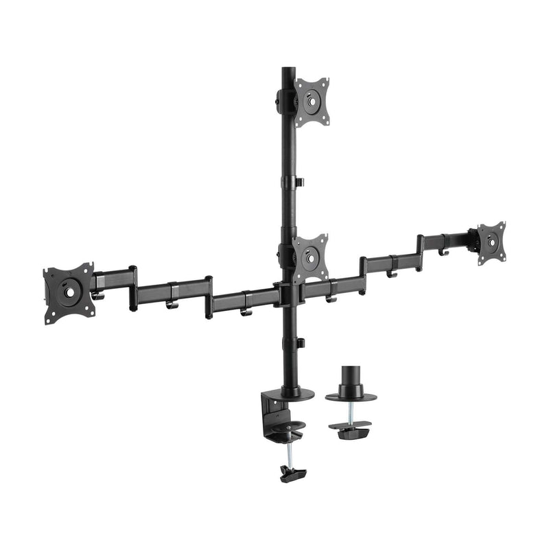 Aisens Desk Mount Eco Rotating And Tilt 4 Monitores 8KG (4 Pivots 2 Arms 13-27, Black