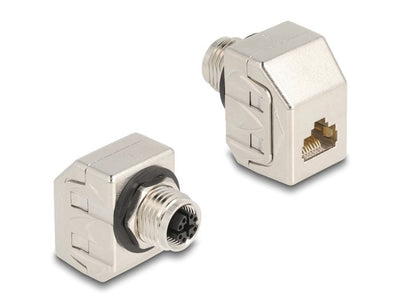 Delock M12 Adapter X-kodiert 8 Pin Female a RJ45 Female CAT.6A STP Metall — image 1