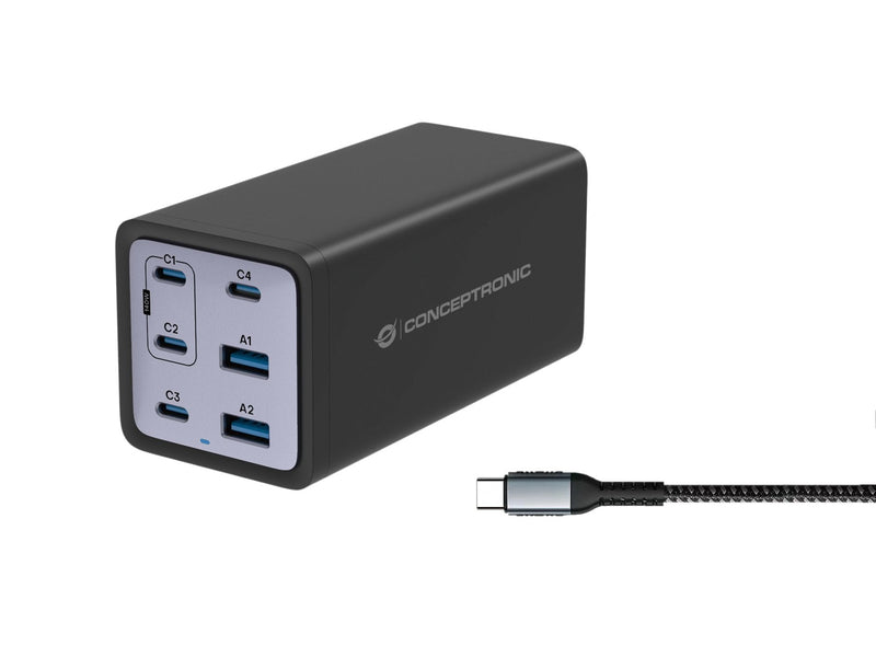 Conceptronic Charger 4PORT 200W,4x USB-C,2x USB-A + 3-IN-1 Sw