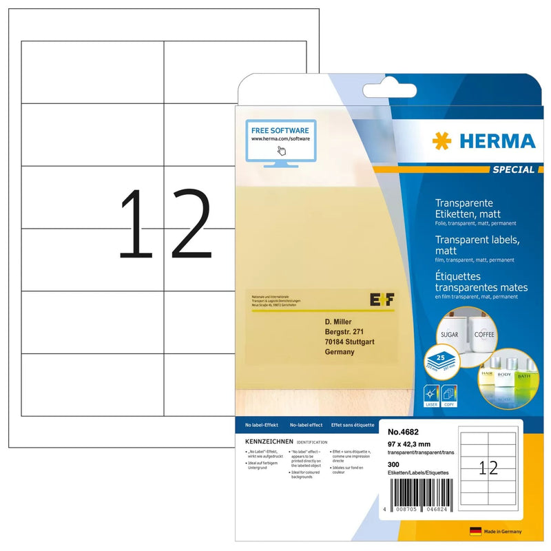 Herma 4682 Label Printer Transparent Label Printer Self-adhesive