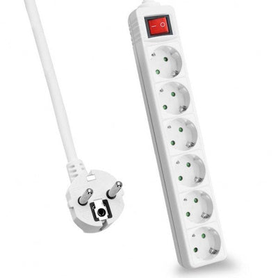 Helos Power Strip Classic, 6 Sockets White 3,0M, With Switch — image 1