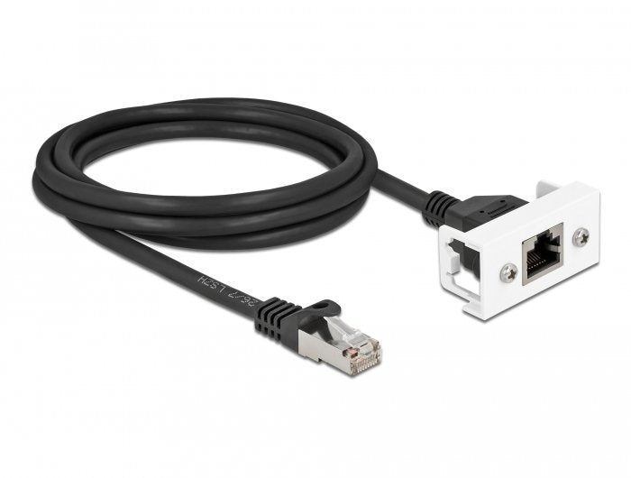 Delock Network Cable Alargador Easy 45MÓDULO S FTP RJ45 Connector Male a RJ45 Connector Female CAT.6A 2M Black