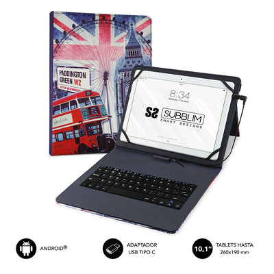 Subblim Case With Keyboard Keytab USB England Tablet 10.1'/25.65CM Microusb With Adapter Type-c Closure Solapa — image 1