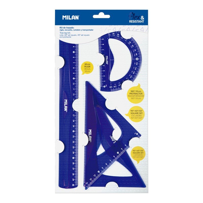 Milan Kit 4 Reglas Flex&resistant Blue Translucido