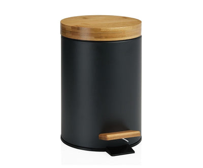 Andrea House Papelera Pedal Black/Bambu 3L — image 1