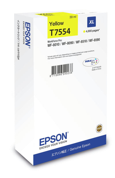 Epson Genuine Ink T7554 39ML Size XL Yellow — image 1