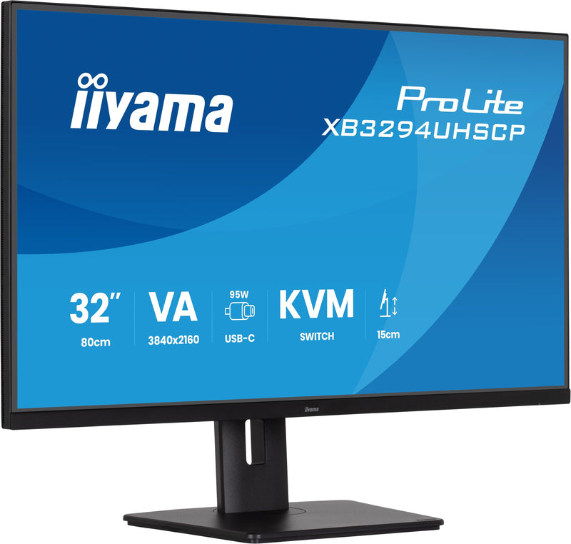 Iiyama XB3294UHSCP-B1 32VA-PANEL 3840X2160 UHD 15CM Alto Adj. Soporte 350CD M 2MS Altavoces USB-C Base LAN KVM