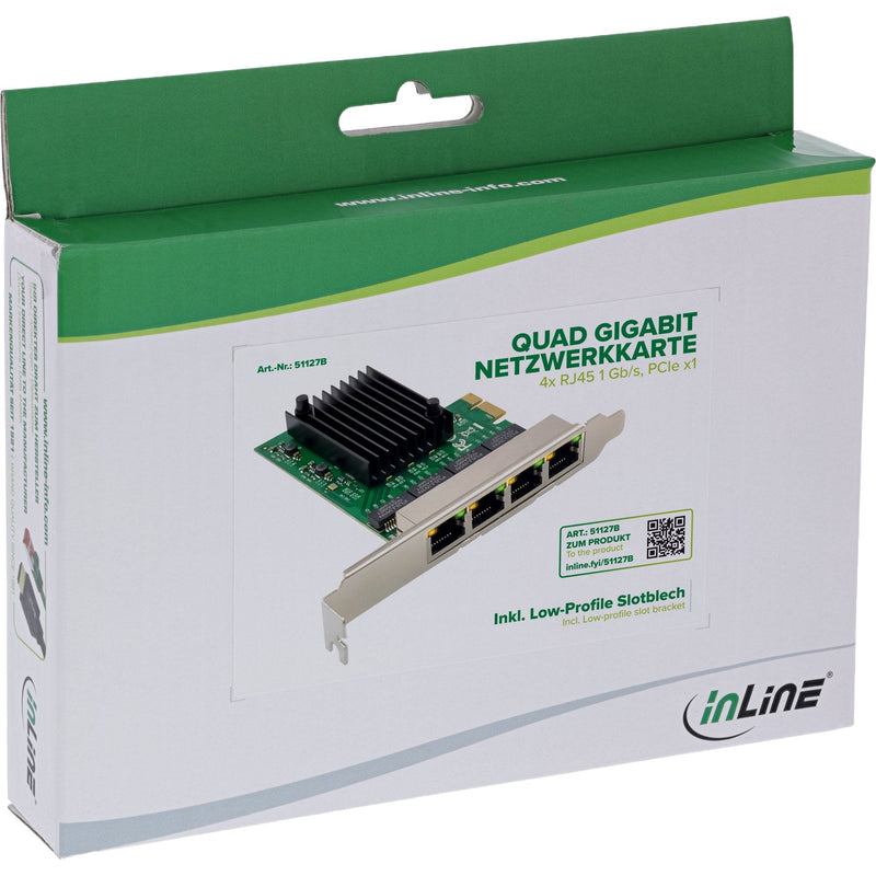 Inline Quad Gigabit Network Card - 4x RJ45 1GB/S - PCIE X1