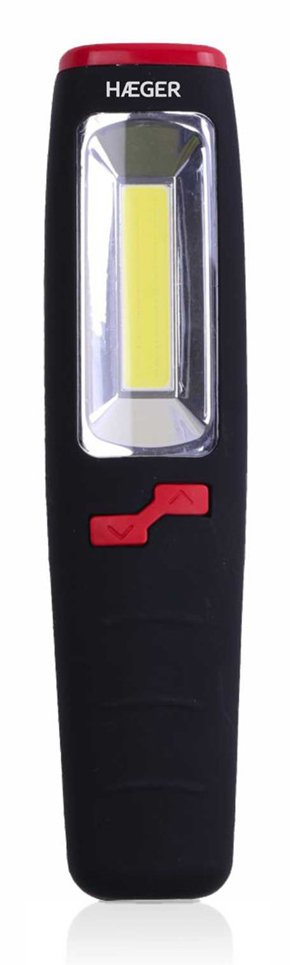 Haeger Long LED - Linterna With 3WCOB + 7LED Power - 2 Switches Función Turbo, Cuchilla Titanio 5,4CM, Pie Ace
