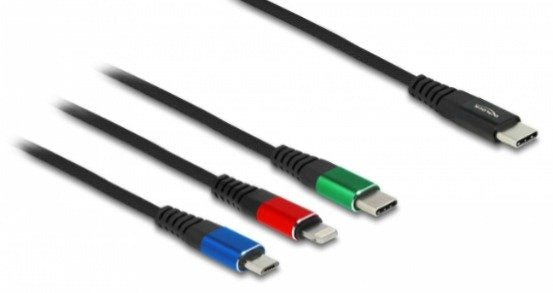 Delock Cable Charging USB 3 1 USB Type-c™ a Lightning™ / Micro USB / USB Type-c™ 1M