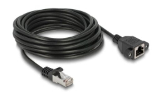 Delock Network Cable Alargador S FTP RJ45 Connector Male a RJ45 Connector Female CAT.6A Flache Version 5M Blac