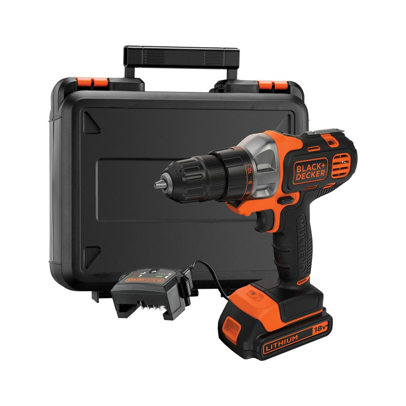 Black + Decker Drill MT218K-QW 1,46KG Black Orange Drill/Screwdriver Black/Orange Battery Ión Litio, 18V, 1,46