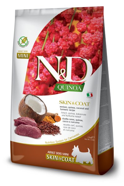 Farmina N&d Quinoa Dog Skin&coat Venison, Coconut Adult Mini - Alimento Seco Perros - 2.5KG